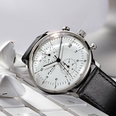 China Ultra-Thin Day/Date 6mm Waterproof Luminous Men's Watch Fashion Leather Steel Band Calendar Quartz Watch With Vibrato for sale