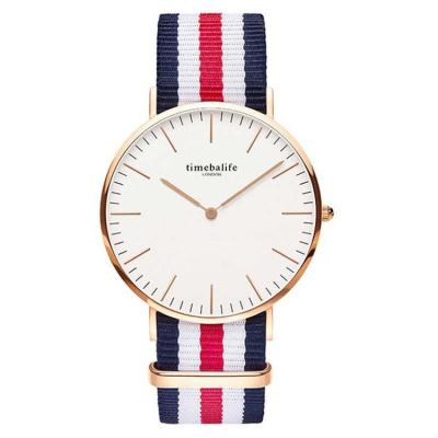 China Fashion 36mm Water Resistant Design Strap Ultrathin Single Case Gold Nylon Lady Quartz Wristwatch for sale