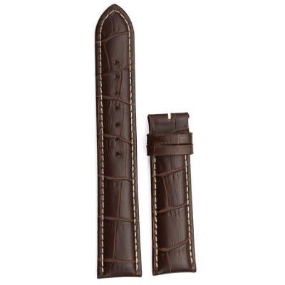 China Stainless Steel Crocodile Pattern Genuine Leather Watch Band Parts Stainless Steel Buckle Watch Band Leather for sale