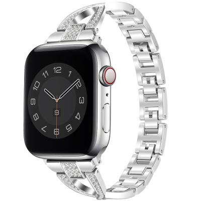 China Water Resistant Buckle Diamond Metal Strap For Iwatch 6 Band Stainless Steel 22MM Strap For Apple Watch for sale