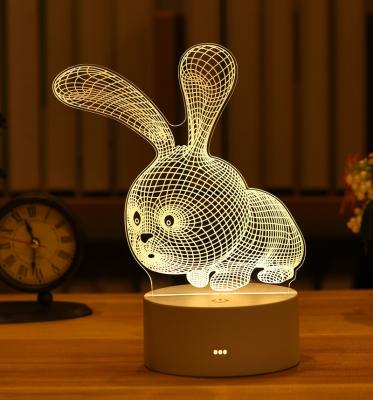 China Contemporary Wholesale 3d Effect Desk Lamp Kids 3d Night Table Light Led Lamp With Switch Button for sale