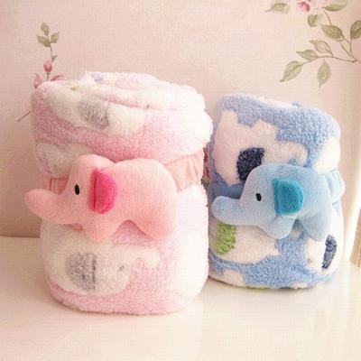 China Foreign Trade WARM Printed Polyester Knitted All Seasons Soft Baby Elephant Cartoon Animal Blanket for sale