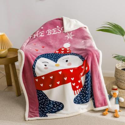 China PORTABLE Custom Design Sherpa Double Layers Winter Fleece + Blanket , Bulk Cute Animal Design Fleece Baby Blanket For Kids for sale