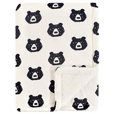 China 2021 WEARABLE Hot Sale Custom Design Sherpa Double Layers Winter Fleece + Blanket , Bulk Cute Animal Design Fleece Baby Blanket for sale