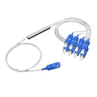 China FTTx Splitter Mini With SC APC-Connector 1x8 1m Steel-tube Fiber Optic PLC Splitter for sale