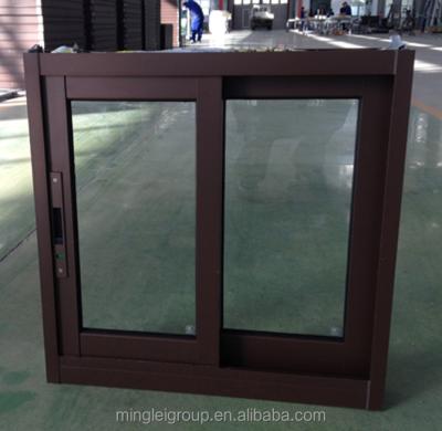 China Sliding Double Brown Aluminum Frame Stained Glass Price for sale