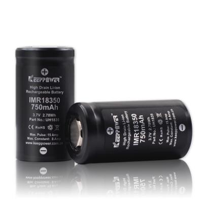 China Power Tools KeepPower IMR 18350 3.7V 750mah High Power Battery Cell For E Cig for sale