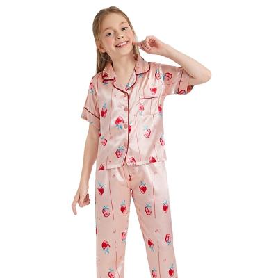 China Fast shipping hot dots 2021 breathable 2 pieces children's pajamas pajamas satin children's pajamas set/kids pajamas for sale