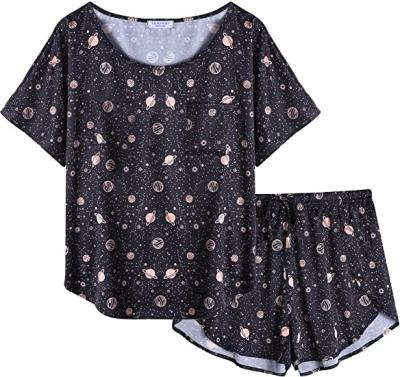 China 2 pieces of high quality QUICK DRY lady's set of short sleeve sleepwear pajamas/sexy satin pajamas women's sleepwear for sale