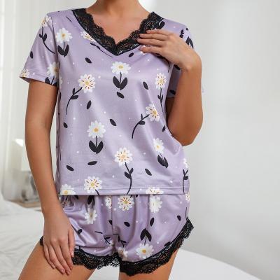 China Wholesale Women QUICK DRY Shorts Summer Milk Silk Two Piece Pajamas Designer Short Pajamas Set For Women for sale