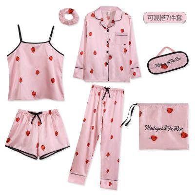 China 2022 QUICK DRY pajamas sets 7 piece pajama set designer satin silk pajamas for women for sale