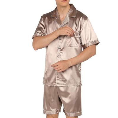 China Wholesale QUICK DRY Short Sleeves Men Pajamas, Spring Soft Autumn Summer Wear Men's Satin Pajamas, 2 Pieces Sets Sleepwear for sale