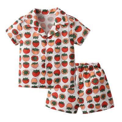 China New Style Kids Girls Cotton Sleepwear Shorts Thermal Sleeves, 2 Pieces Set Clothes Pajamas, Kids Summer Sleepwear for sale