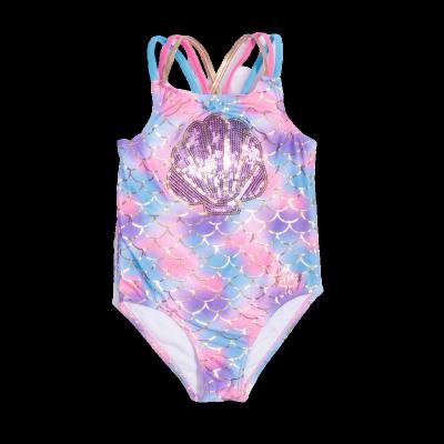 China 2022 Summer Kids Cartoon Swimwear Swimsuit Vendor Breathable Sequins Little Girl Swimming Suits Swimsuits For Girls for sale