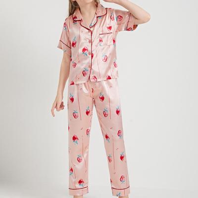 China Summer Thermal 2 Piece Girls Sleepwear Spring Kids Pajamas Girls Satin Pajamas Set For Kids for sale