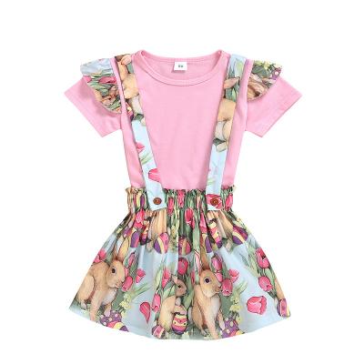 China Washable Cartoon Baby Summer Clothes Set, 2 Piece Kids Girls Fashion Set, Toddler Girl Korean Summer Dress Set for sale