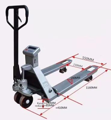 China BIG RIVER Level Hydraulic Hand Pallet Scale Manual Weighing Hand Pallet Truck Scales for sale