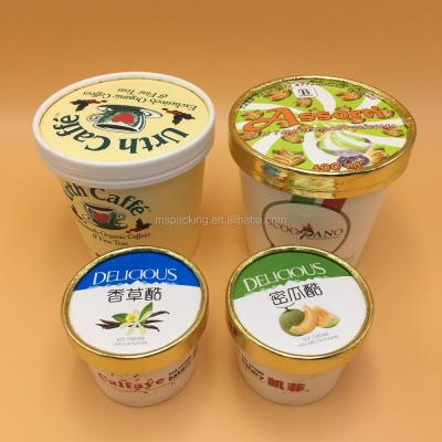 China 100ml 200ml Recyclable Custom Disposable Yogurt Paper Ice Cream Cups With Paper Lids for sale