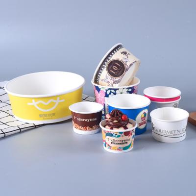 China Factory Price Disposable Cheap Custom Printed Rolled Ice Cream Paper Cups 16oz for sale