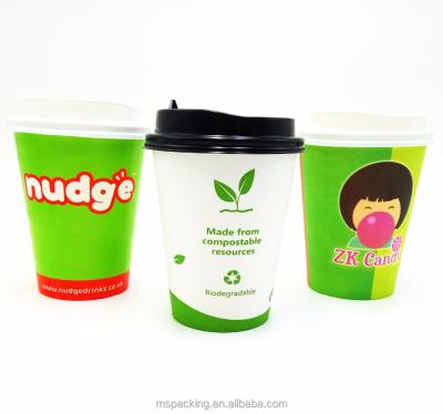 China Logo Made Take Away Biodegradable Disposable Custom Tea Disposable Paper Coffee Cups With Lid for sale