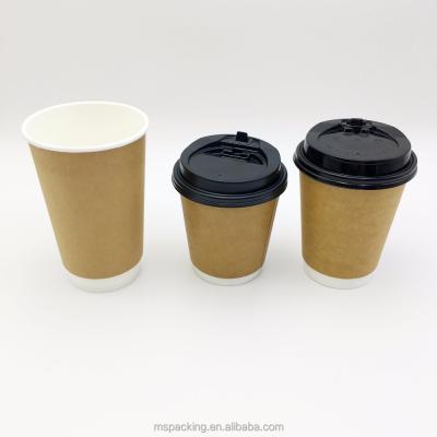 China Recyclable Double Wall Custom Printed 8oz Kraft Paper Coffee Cup Cheap Disposable Paper Coffee Cups With Lids for sale