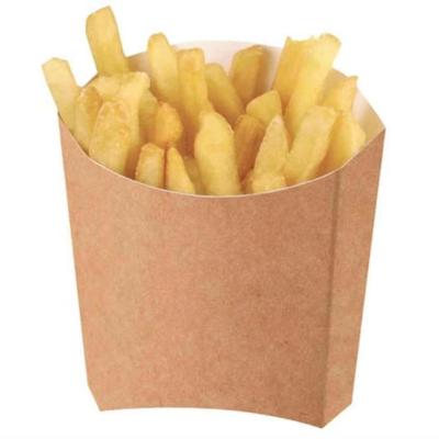 China Recyclable Food Grade Custom Take Away Disposable Folding Kraft Chips Bag Paper French Fries Box for sale