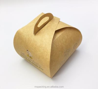 China Creative Kraft Materials Logo Food Box Creative Kraft Paper Packaging Reused Disposable Paper Custom Cake Box for sale