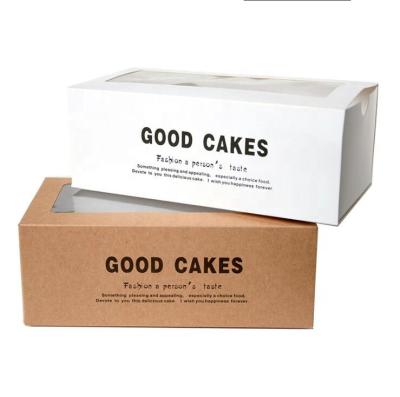 China Recyclable 6 10 14 Inch Custom White Kraft Paper Chiffon Cake Food Grade Packaging Log Cake Box for sale