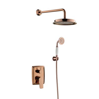 China Without Slide Bar In-wall Shower System Rainfall Shower Mixer Concealed Dual Function Brass Shower Set for sale