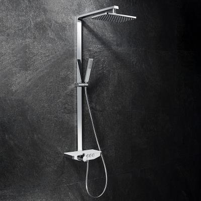 China Colorless Sliding Bar Chrome Shower Set Thermostatic Shower Faucet With Hand Shower for sale