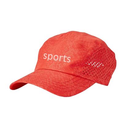 China breathable & 2020 Customized Raincoats Orange Boring 5 Hole Laser Panel Running Hats For Trail for sale