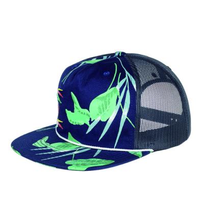 China COMMON Custom Bright Trucker Hat, Full Sublimation Print Trucker Hat, Flat Bill Trucker Cap With Rope for sale