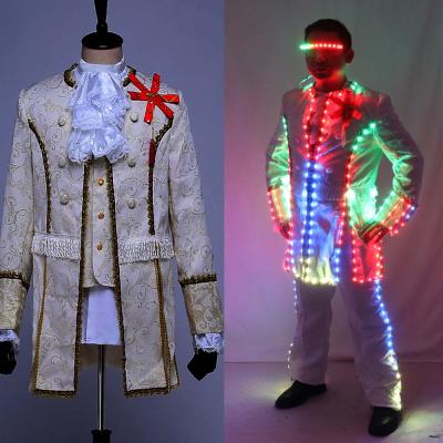 China BRA LED Court Suit Europe Style Court Marshal Clothing Groom Wedding Men Suits Singer Party Stage Costume for sale