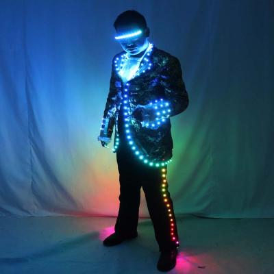 China BRA Court Full Color Suit IC LED Remote Control Jacket For Bar Hosting, Wedding Men Dress Suit Tron Suit for sale