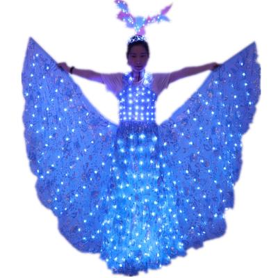 China BRA LED Wedding Dress Light Interpretation Clothing Butterfly Wing Dress Pas De Luminous Blue for sale