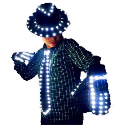 China Luminesce Light Weight Gloves Props Suits LED Robot Gloves LED Neck Tie Jazz Hat TEM008 for sale