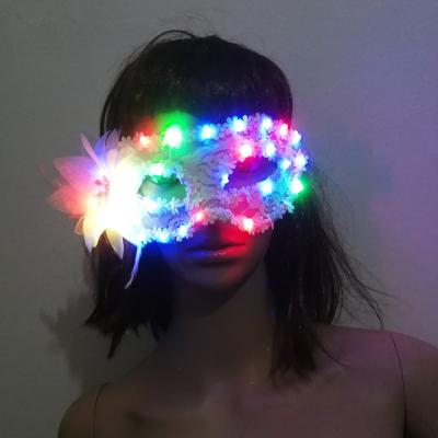 China Light Up Glowing Female Luminous LED Princess Party Optical Masquerade Mask Halloween LED Mask TEM008 for sale