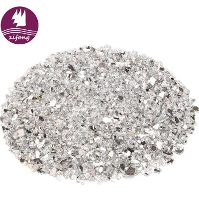 China Wholesale Price Cheap Silver Broken Fire Pit Stocked Glass Rock for sale