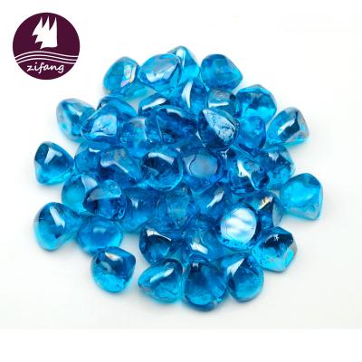 China 2021 New Outdoor Sea Eco-friendly Diamond Pit Fire Glass Blue Decoration for sale