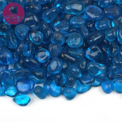 China Farm Factory Supply Aqua Blue Irregular Decorative Glass Direct Rock For Aquarium for sale