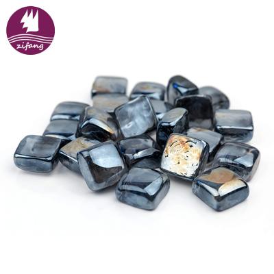 China Pit Modern Exterior Design Iridescent Glass Fire Pebble For Fireplace Decoration for sale