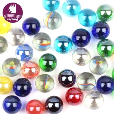 China Hot cheap game and home decor toy round many colors glass marbles iridescent glass ball for sale