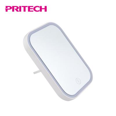 China PRITECH Wholesale Square Plastic Single Side Desktop Lighted Makeup Cosmetic Mirror for sale