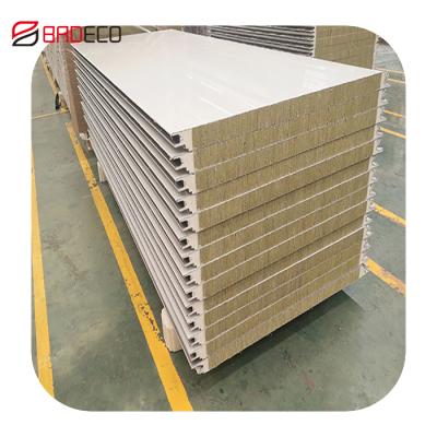 China Modern Fireproof Rock Wool Cold Room Sandwich Insulated Exterior Wall Panel for sale