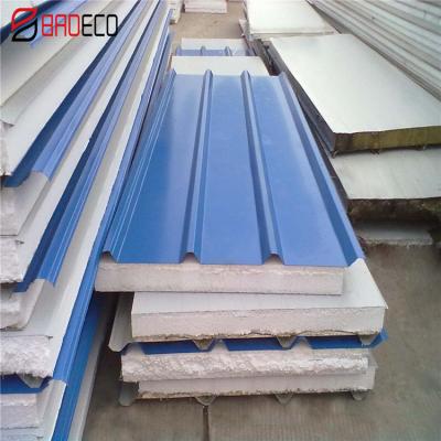 China Modern 100mm EPS Foam Roof Sandwich Panels Insulated PU Roof Sandwich Panel Cheap Price for sale