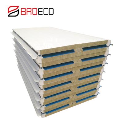 China Industrial Building Polystyrene Rock Wool Fireproof Waterproof Roofing Tiles Sandwich Panel for sale