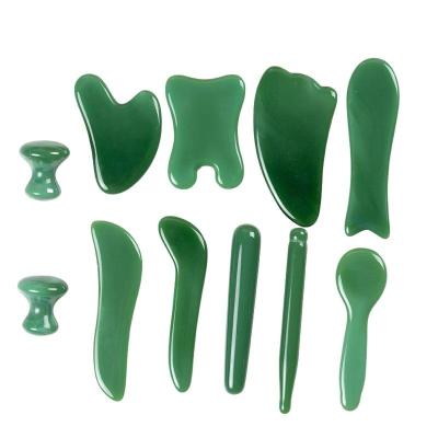 China Body Green jade stone scraping massage board beauty toggle stick beauty salon home face face eyes whole body meridian universal for sale