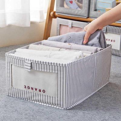 China Viable Canvas Toy Storage Basket Cloth Cover Jars Type Foldable Clothes Window Drawer Visible Storage Boxes for sale