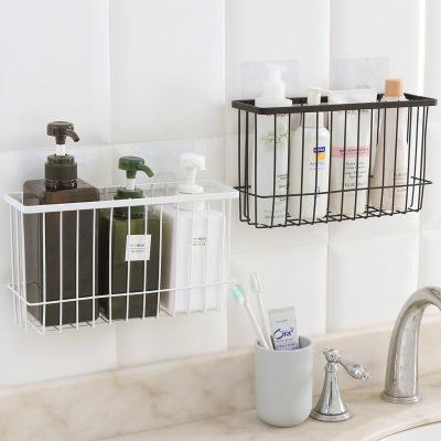 China Wall Mounted Kitchen Wall Mounted Bathroom Storage Rack Large Capacity Iron Storage Basket Metal Wire Storage Hanging Baskets for sale