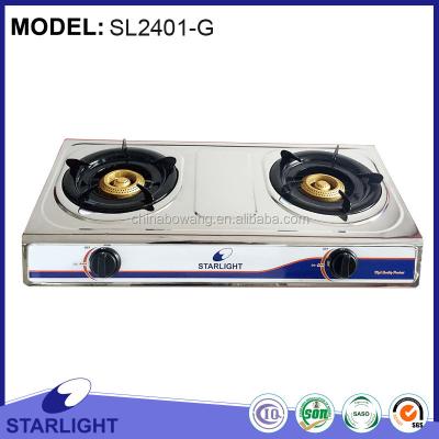 China Homes Household Gas Stove Hot Sale Tabletop 2 Burner Stainless Steel Gas Stove (SL2401-G) for sale